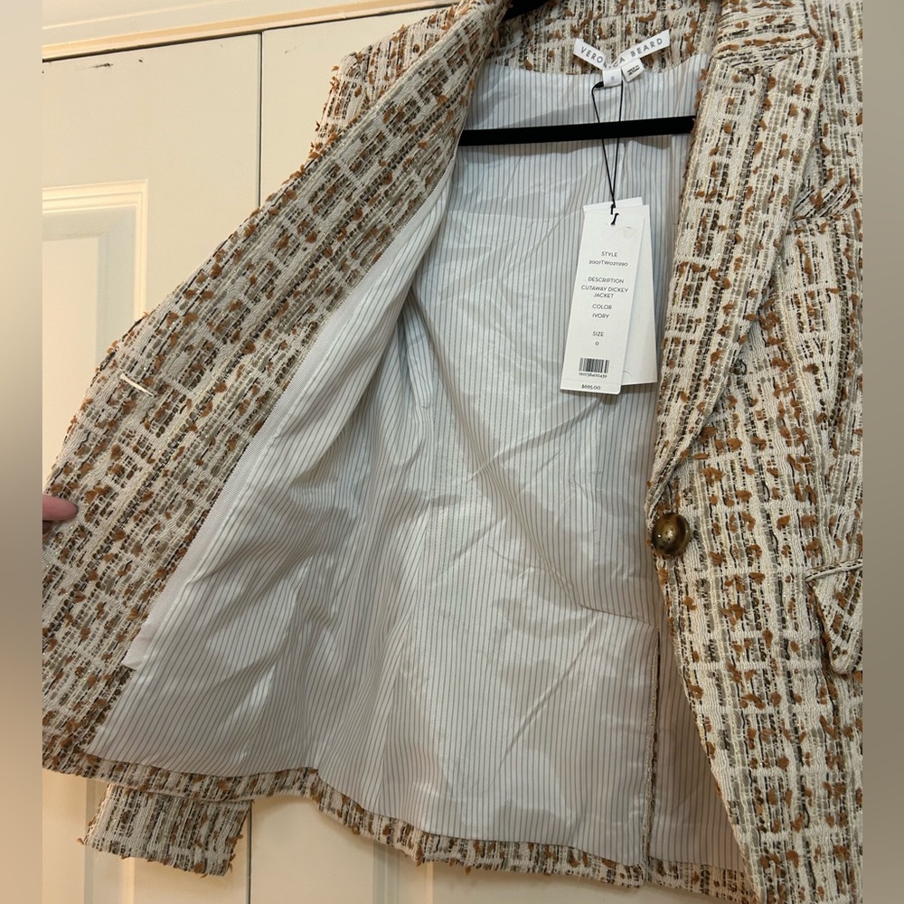NWT Veronica Beard Dickey Cutaway Tweed Blazer - Picture 4 of 8